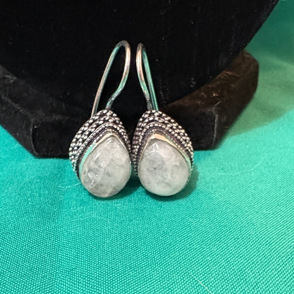 Sterling Silver and White Stone Earrings